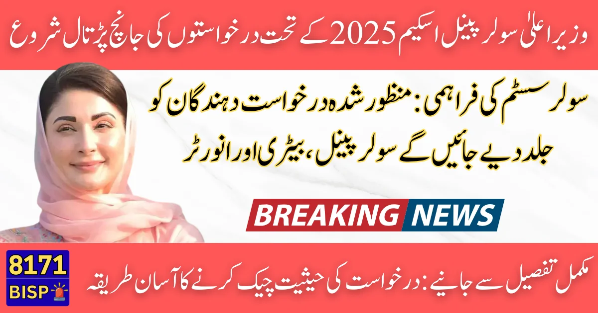 CM Solar Panel Scheme 2025 Check Application Status Using CNIC and Electricity Reference Number
